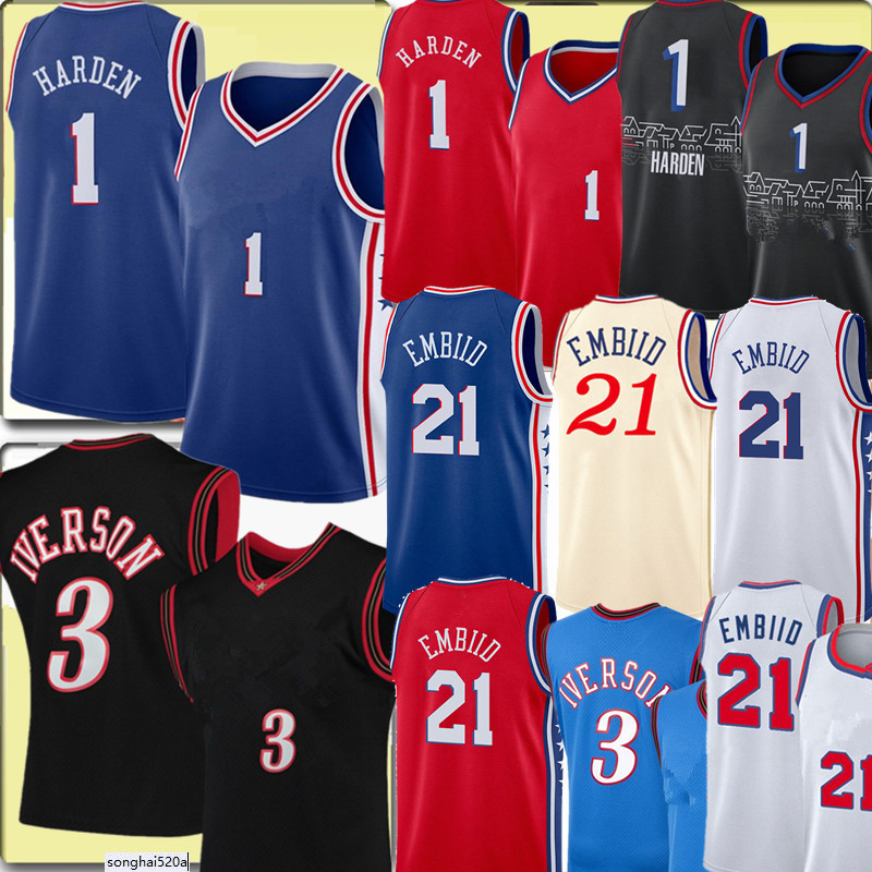 2022 Philadelphia's 76ers's Jame 1 s Harden Jersey Allen 3 Iverson joel 21 embiid Nba's Basketball Jerseys Mens S-XXL Blue White Red Black
2022 Philadelphia's 76ers's Jame 1 s Harden Jersey Allen 3 Iverson joel 21 embiid Nba's Basketball Jerseys Mens S-XXL Blue White Red Black