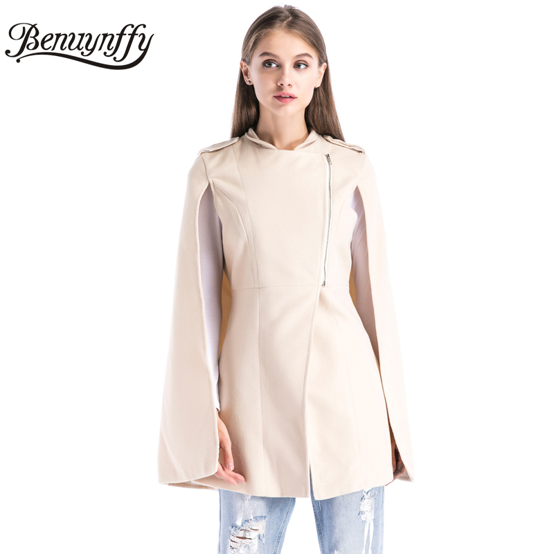 Winter Coat Long Women Elegant Cape Ladies Arrival Apricot Woolen Zipper Casual Outerwear Women's s W501 210510
