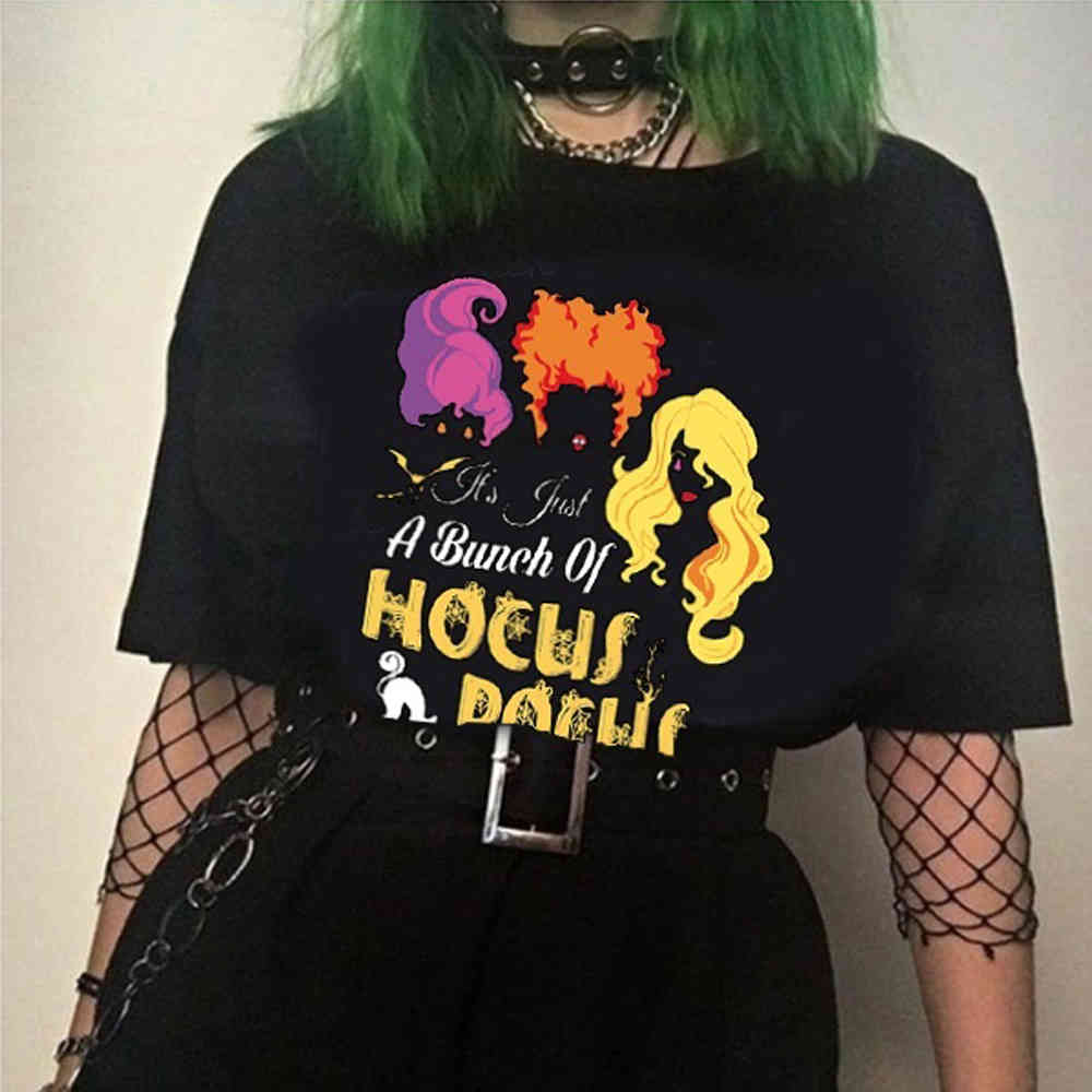 Fashion Gothic Horror Black T shirt Unisex Men Women Hallowmas Gfit Graphic Tees Hipster Harajuku Short Sleeves Grunge Tops Tee 210406