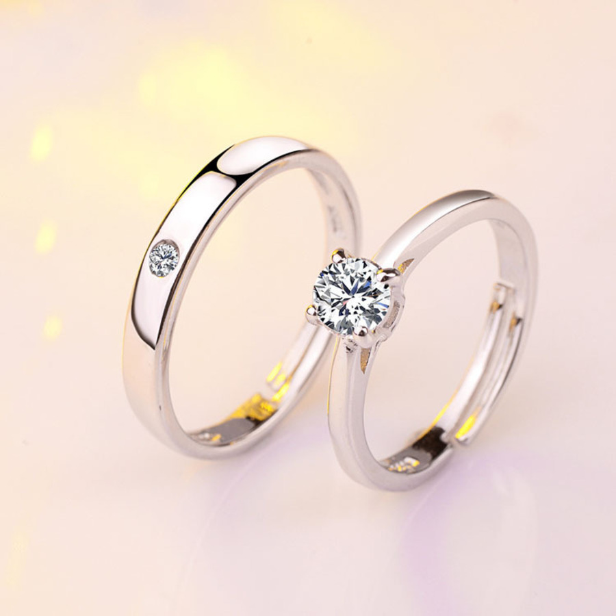 Lovers' Ring Silver Korean Men and Women's Open Pair Four Claw Diamond Wedding A8Q3
Lovers' Ring Silver Korean Men and Women's Open Pair Four Claw Diamond Wedding A8Q3