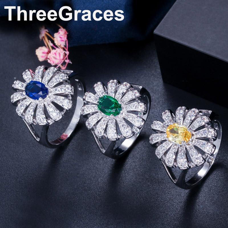 Cluster Rings ThreeGraces Trendy Yellow Blue Cubic Zirconia Stone Big Flower Shape Finger Ring For Women Wedding Engagement Jewelry RG028, Golden;silver
Cluster Rings ThreeGraces Trendy Yellow Blue Cubic Zirconia Stone Big Flower Shape Finger Ring For Women Wedding Engagement Jewelry RG028, Golden;silver
