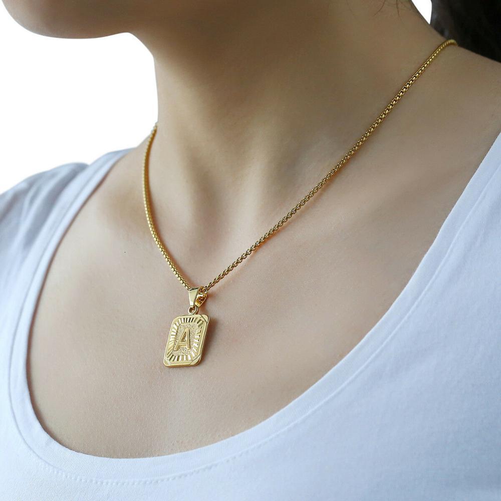 Initial Letter Pendant Name Necklack Yellow Gold j k Necklace for Women Men Bt Friend Jewelry Gifts Drop5081758