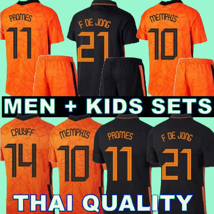 2021 DUTCH NATIONAL soccer jerseys DE JONG WIJNALDUM football kits shirt VIRGIL 20 21 jersey STROOTMAN MEMPHIS Men + Kids sets, Away 2020 men