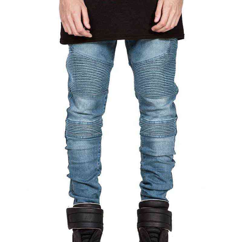 Mens Skinny Biker Jeans Men Hi-Street Ripped Rider Denim Motorcycle Runway Slim Fit Washed Moto Pants Joggers 211111