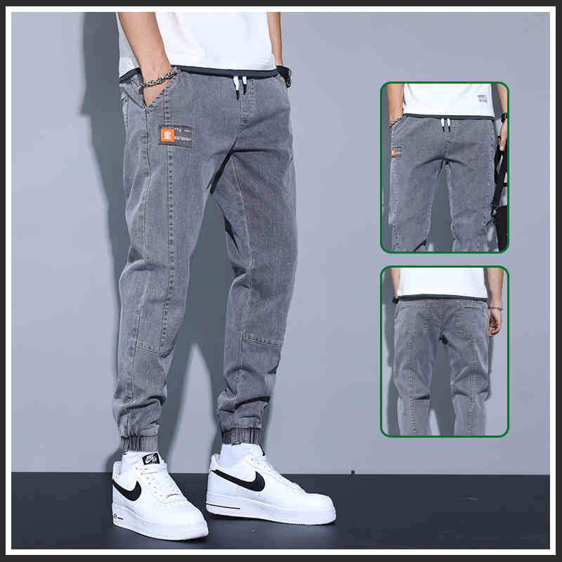 autumn winter 2021 new loose harlan legged long men's casual and versatile trend autumn jeans, Blue