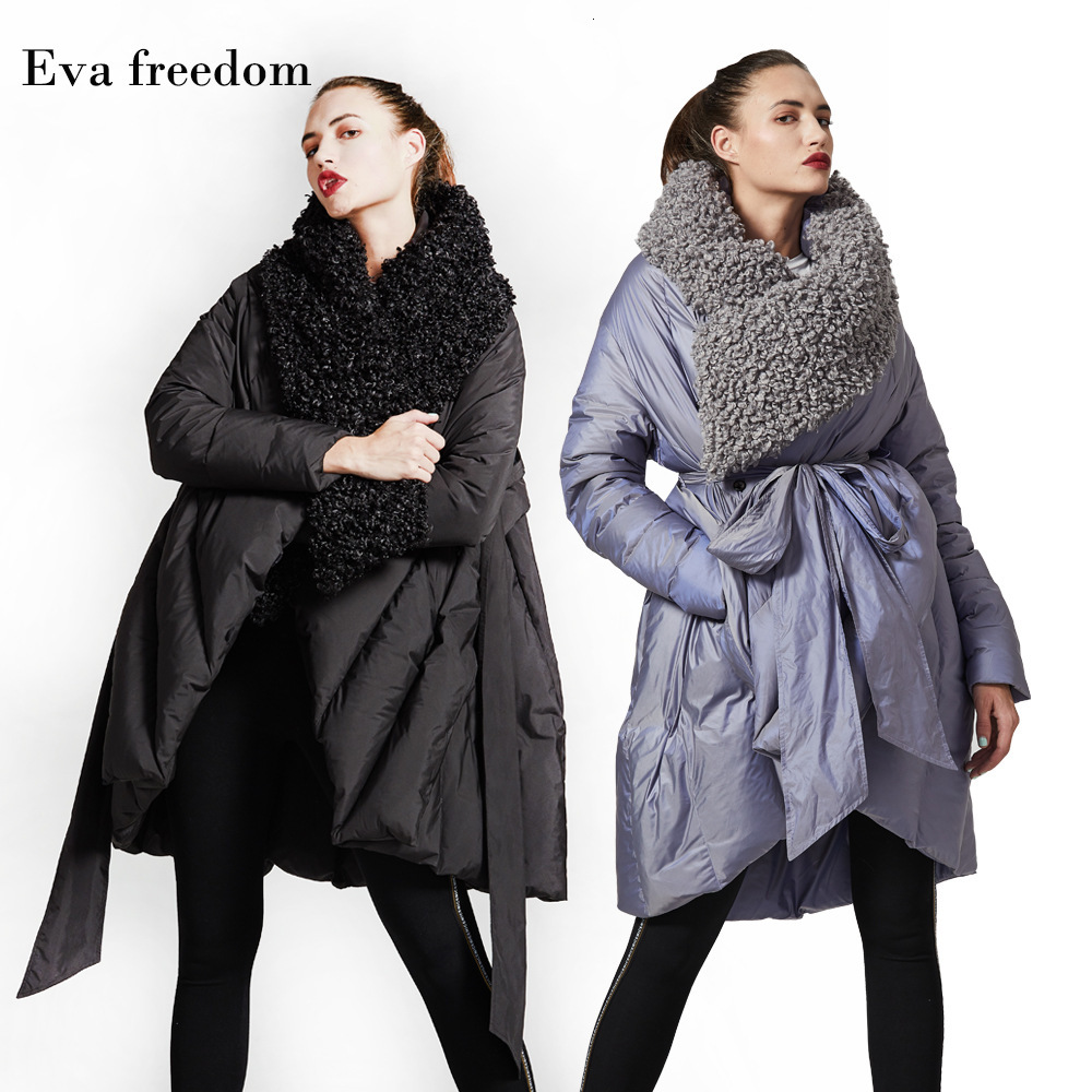 down jacket evafredom stitched imitation lamb wool thickened large lapel coat women's medium long solid, Black
down jacket evafredom stitched imitation lamb wool thickened large lapel coat women's medium long solid, Black