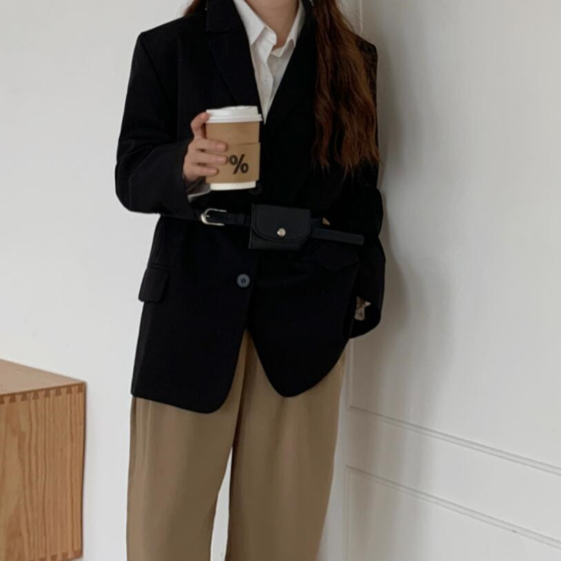 OL Notched Solid Chic Fashion Blazer Coat Female Tops Arrival Autumn Winter Elegant Formal Women Blazers Suit Jacket 210421