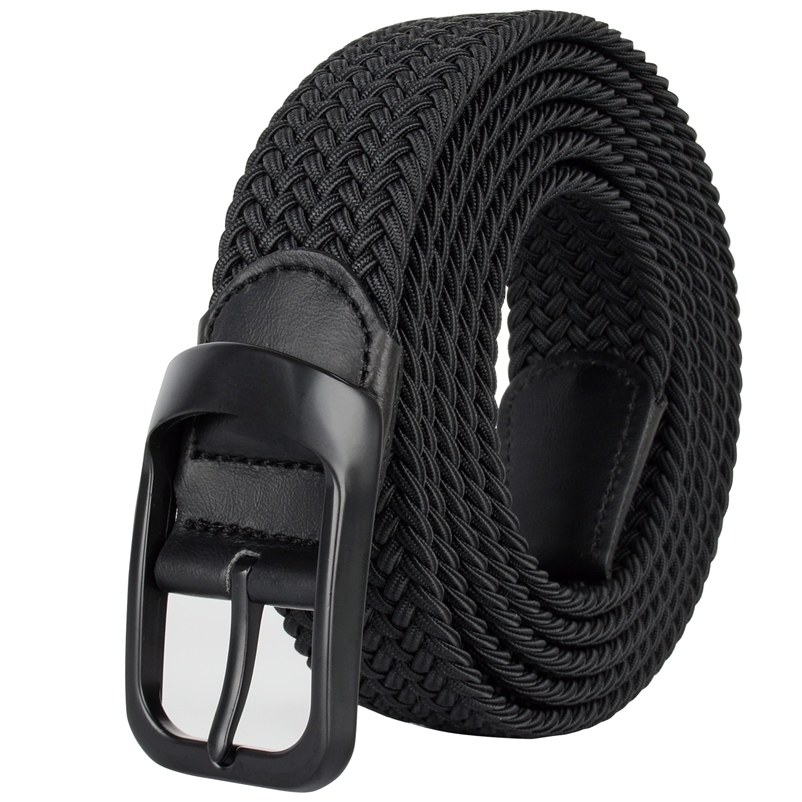Drizzte Plus Size 100-190cm 190cm 63'' 67'' 71'' Long Black Braided Elastic Stretch Belt Mens Metal Buckle for Big and T