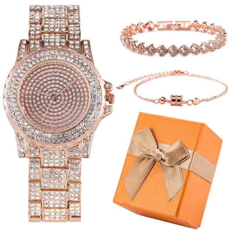 Wristwatches Women's Quartz Watches Gift Set Fashion Women Dress Luxury Crystal Bracelet Sets For Rose Gold Casual Watch, Rose gold gift set
Wristwatches Women's Quartz Watches Gift Set Fashion Women Dress Luxury Crystal Bracelet Sets For Rose Gold Casual Watch, Rose gold gift set