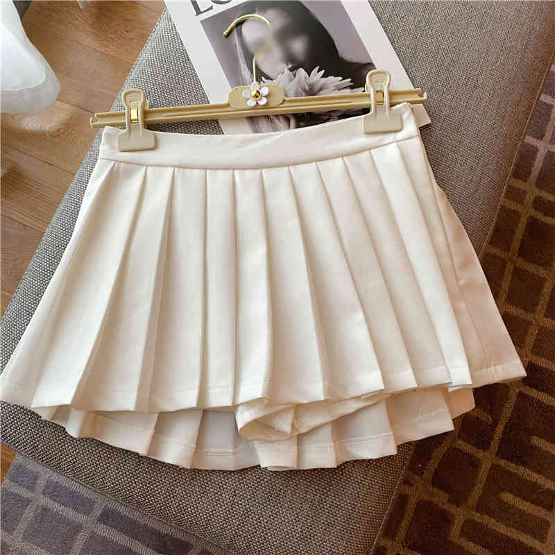 Black Preppy Style Skirt For Women High Waist Minimalist Casual Pleated Mini Skirts Female Summer Fashion 210521