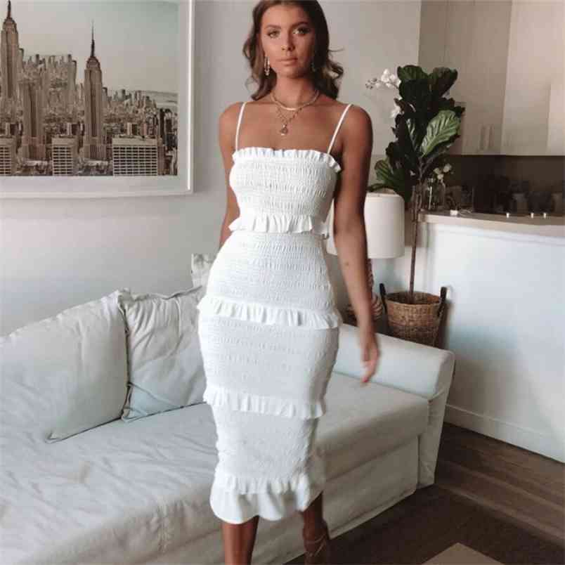 Summer Fashion Sling Long Dress Women Casual Party Female Sexy Backless Ruffles Vestido Natural Solid es Bodycon 210517, Short white
Summer Fashion Sling Long Dress Women Casual Party Female Sexy Backless Ruffles Vestido Natural Solid es Bodycon 210517, Short white