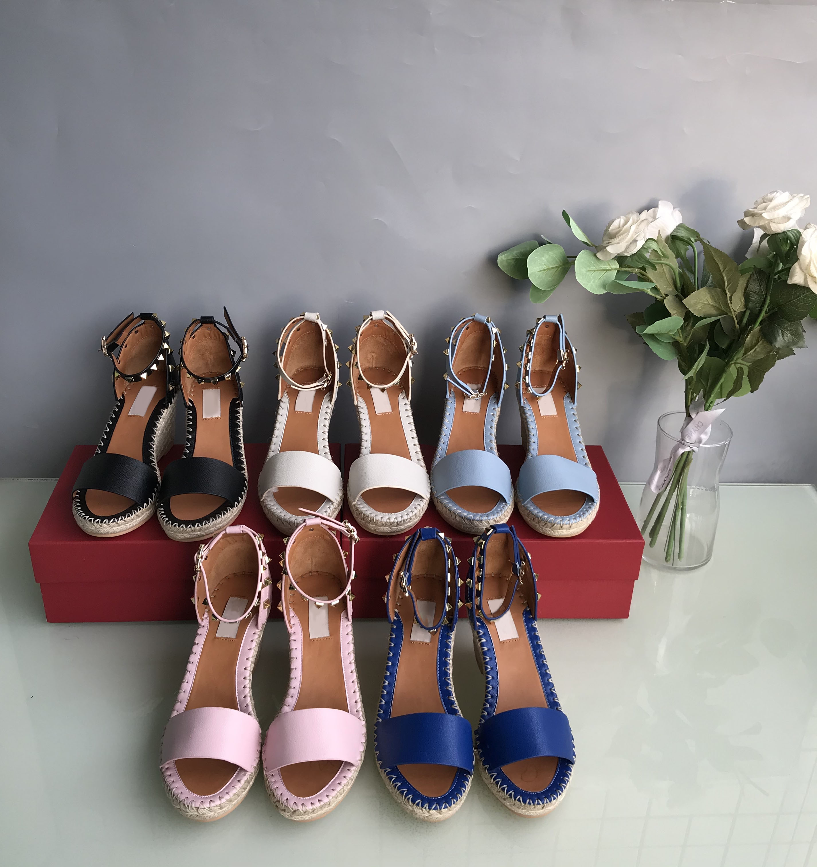 2021 summer slope heel classic rivet women's sandals exclusive development of high-heeled shoes with muffin bottom, Sky blue
2021 summer slope heel classic rivet women's sandals exclusive development of high-heeled shoes with muffin bottom, Sky blue