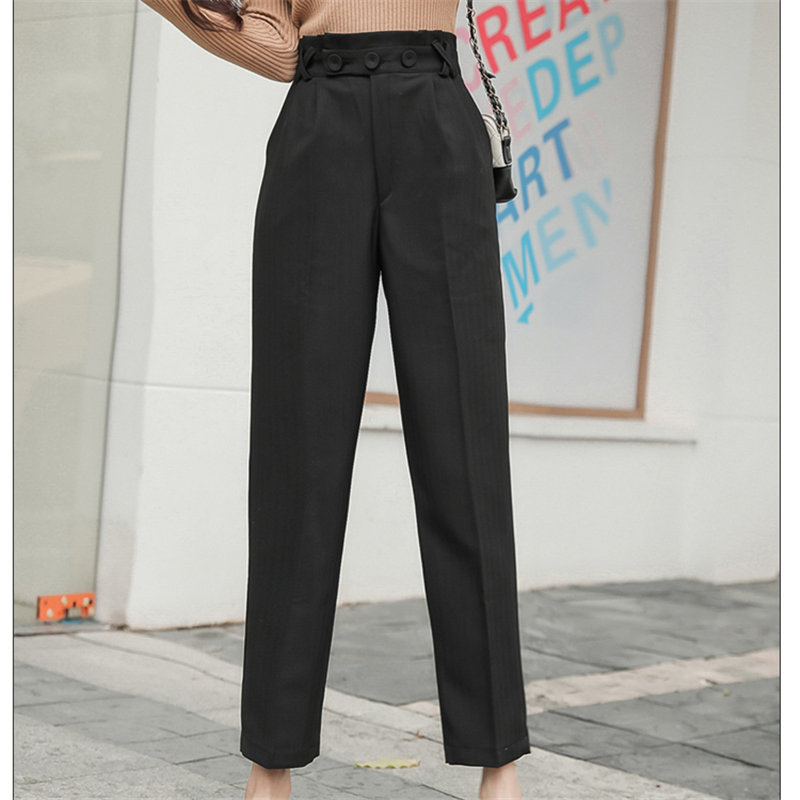 Loose Slim Streetwear Plus Thick Autumn Professional Ankle-Length Pants All-Match Casual Straight Office Lady Trousers 210421