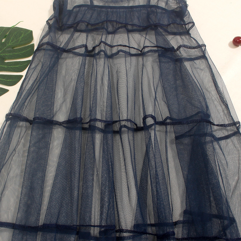 Autumn Long Summer Dress Women Mesh Dress Sexy Lace Spaghetti Strap Dresses Ladies Maxi Gauze Dress Sundress Vestidos A1024 210409