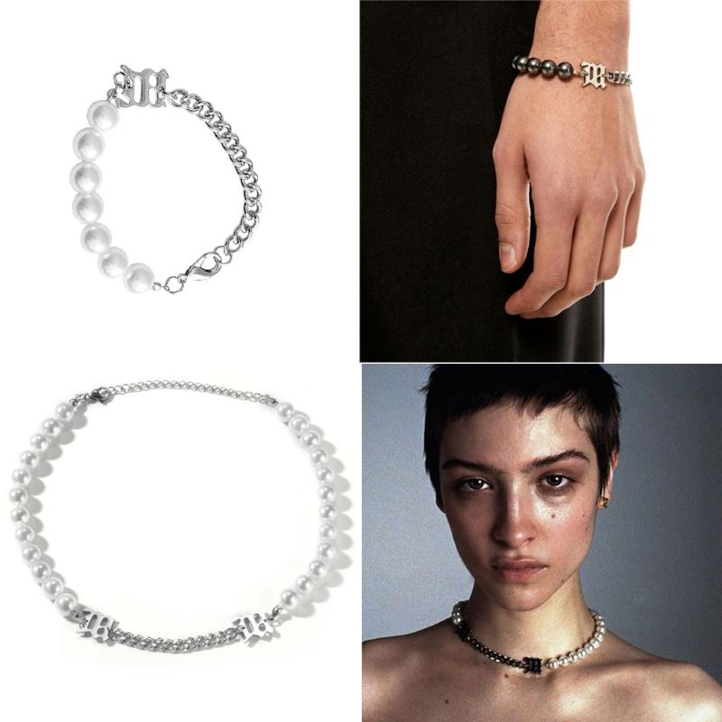 Earrings & Necklace 2Pcs Women Elegant White Pearl Metal Choker Bracelet Statement Jewelry Set Fashion, Silver
Earrings & Necklace 2Pcs Women Elegant White Pearl Metal Choker Bracelet Statement Jewelry Set Fashion, Silver
