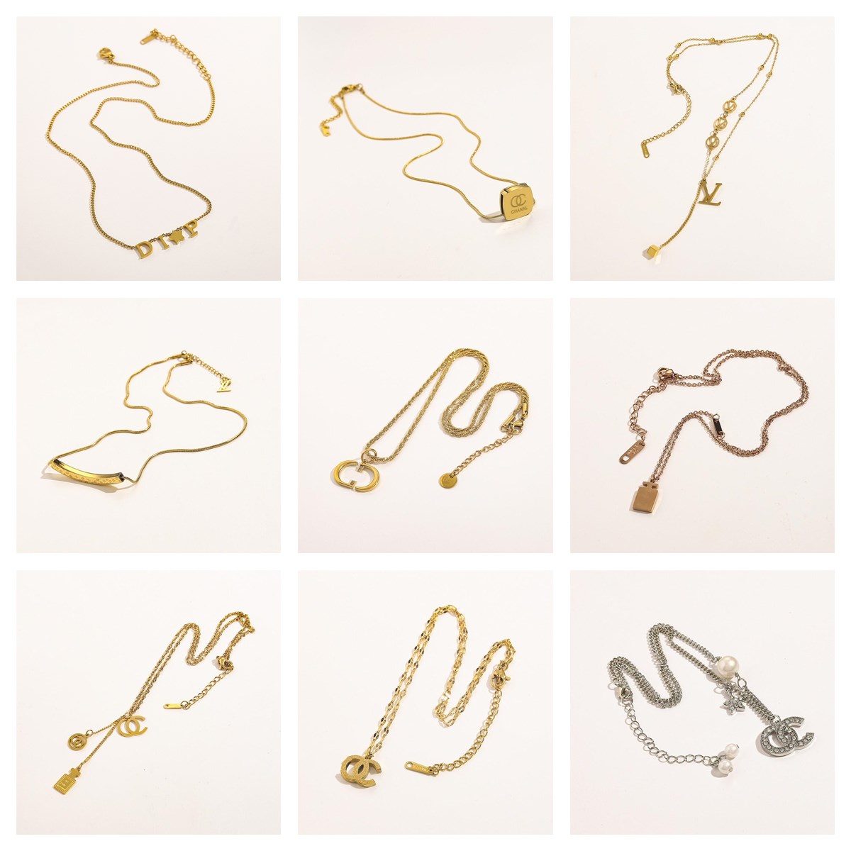 16 Style Luxury Brand Designer Clover Letter Pendant Necklaces Stainless Steel Choker Newklace Chains for lady Womens Party Wedding Lovers G, Silver
16 Style Luxury Brand Designer Clover Letter Pendant Necklaces Stainless Steel Choker Newklace Chains for lady Womens Party Wedding Lovers G, Silver