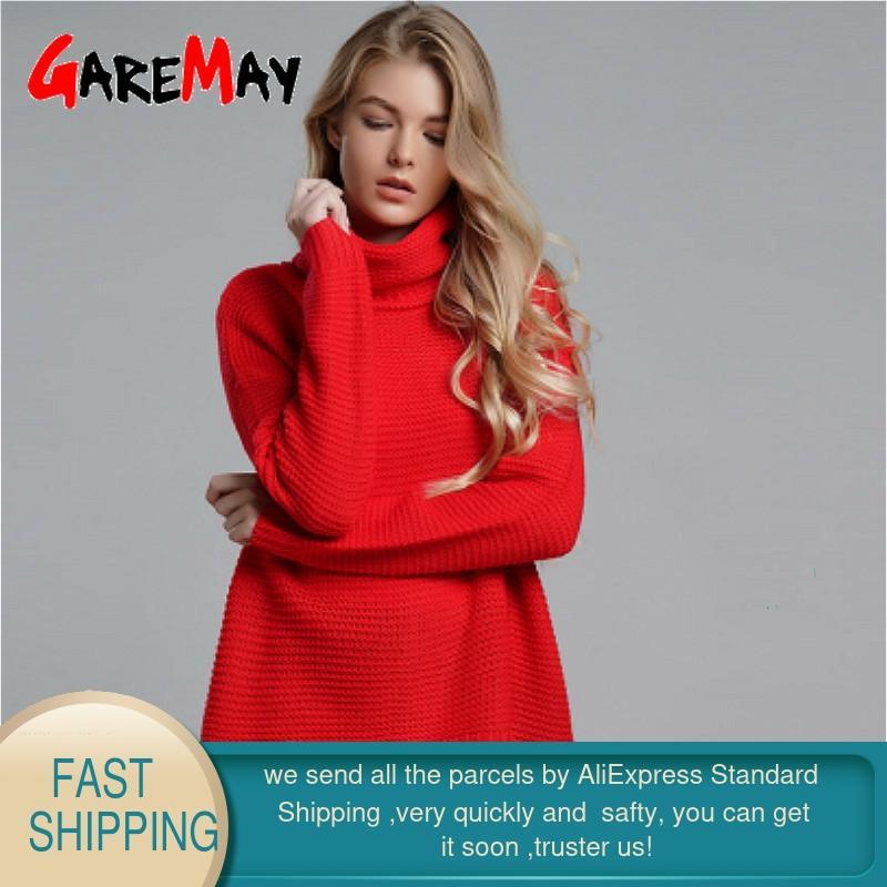 Coarse Pullover Women's Jumper Turtleneck Red Sweater Warm Christmas thick Winter Cable Knitted Oversized 210428