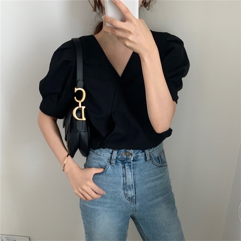 Summer Korean Solid V-Neck Blouse Femme Chic Office Lady Casual Retro Elegance All Match Shirts Tops 210525, White
Summer Korean Solid V-Neck Blouse Femme Chic Office Lady Casual Retro Elegance All Match Shirts Tops 210525, White