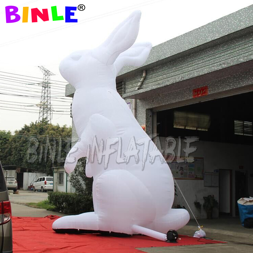 Custom advertising white giant inflatable rabbit/animal cartoon/inflatables easter bunny with led light for sale