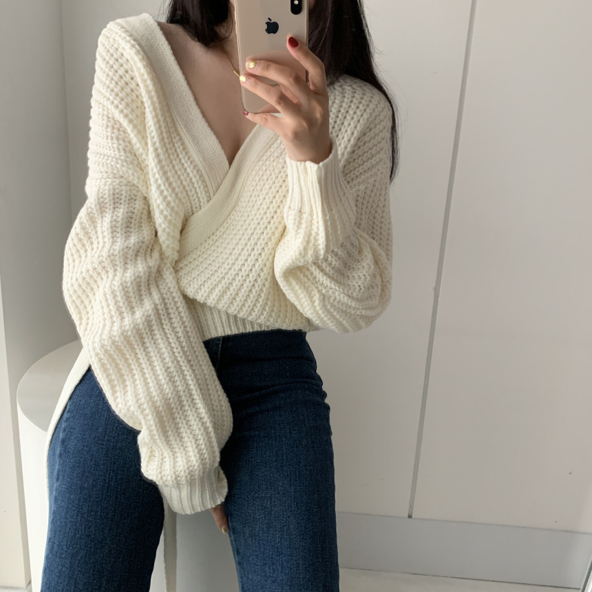 Comelsexy Autumn Winter Loose Women's Cardigans Sashes V-Neck Korean Style Stylish Knitted Chic Lady Sweaters Female 210515