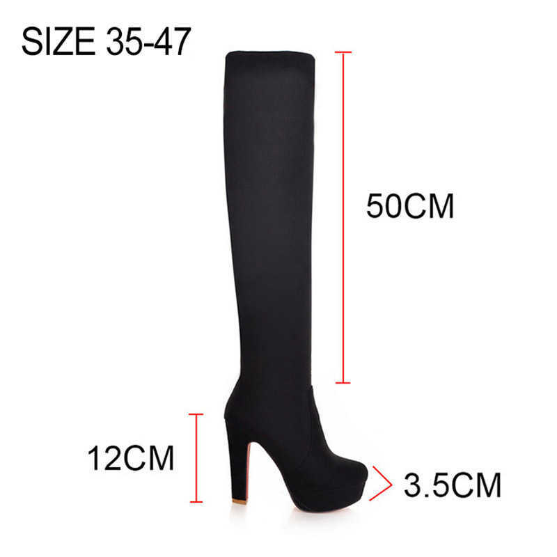 Fashion Female Over The Knee Boots Winter High Women Platform Heels Long Ladies Shoe Plus Size 47 210911