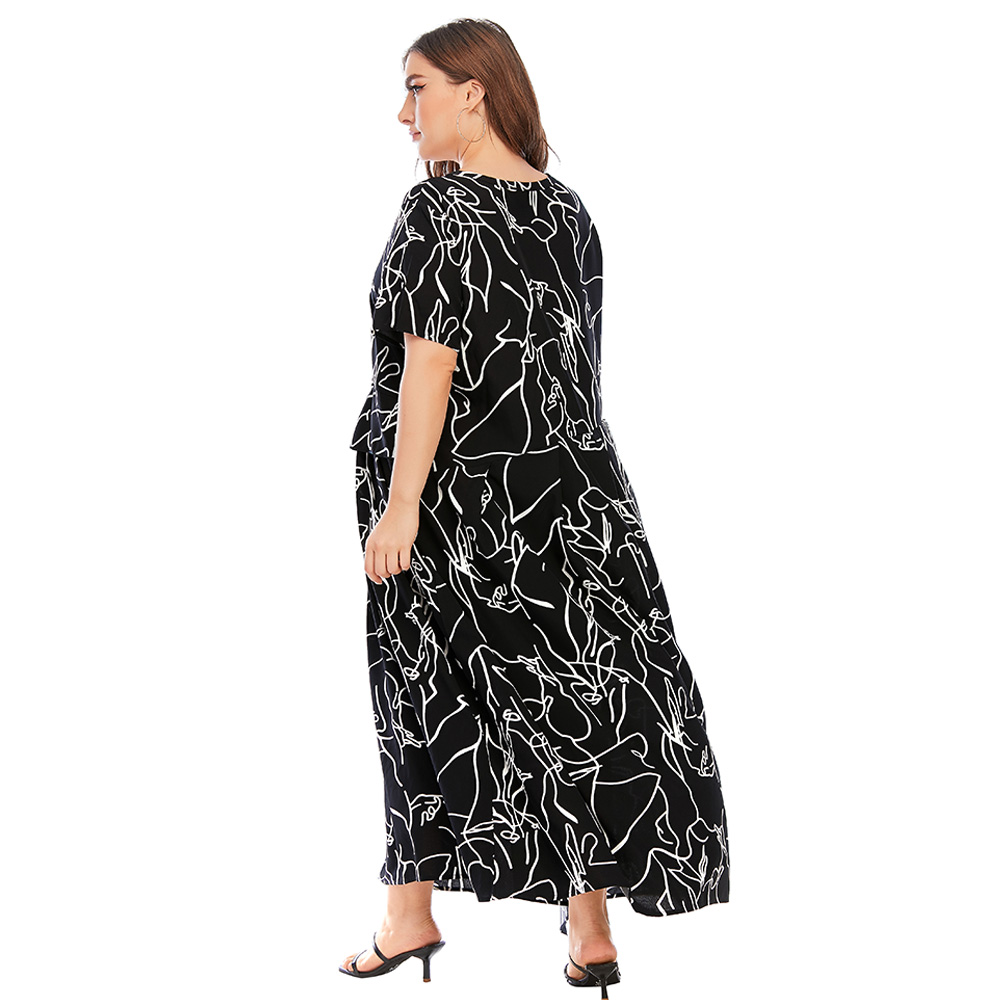 20214xl 5xl plus size dress women summer short sleeve geometric print ruffles casual dress black loose oversized maxi long dresses, Black;gray
20214xl 5xl plus size dress women summer short sleeve geometric print ruffles casual dress black loose oversized maxi long dresses, Black;gray