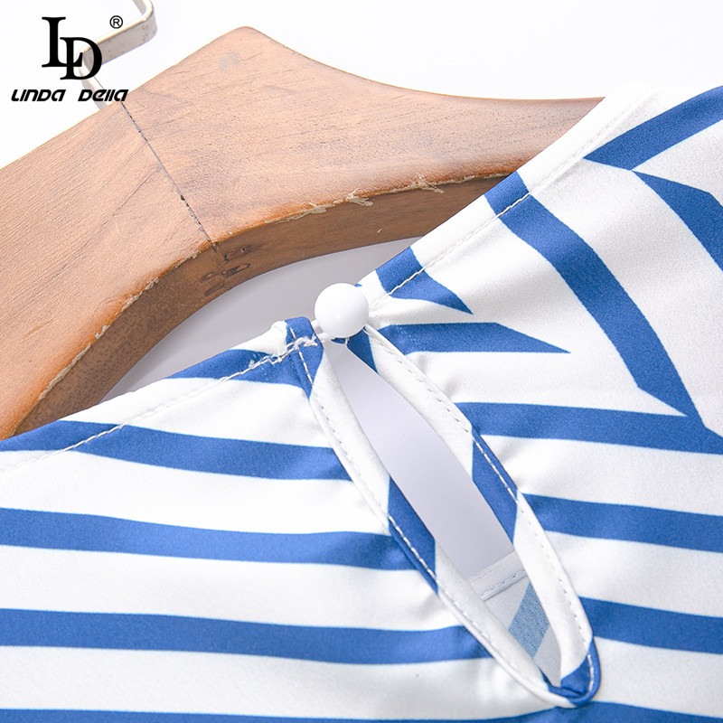 Autumn Fashion Runway Skirt Sets Women's Casual Long sleeve Stripe Tops and High waist Midi Skirts 2 Piece Suit 210522