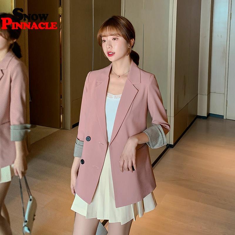 Women Blazer Autumn Casual double botton Pockets Jackets Female Retro Suits Coat Feminino blazers 210524