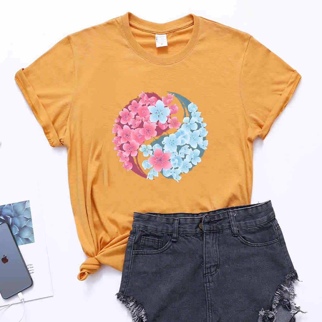 taiji bagua peach blossom art printing women's short sve t-shirt round neck loose cvc polyter cotton women's bottom shirt, White
taiji bagua peach blossom art printing women's short sve t-shirt round neck loose cvc polyter cotton women's bottom shirt, White