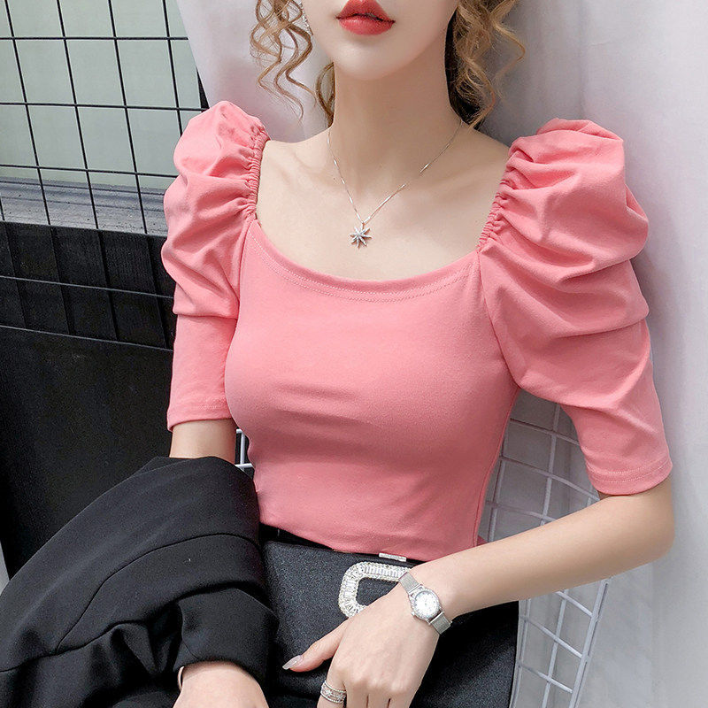 Design Vintage Clothes T Shirts Summer Top For Women Puff Sleeve Solid Color Sexy Basic Tshirts Woman Korean Fashion XS, Black
Design Vintage Clothes T Shirts Summer Top For Women Puff Sleeve Solid Color Sexy Basic Tshirts Woman Korean Fashion XS, Black