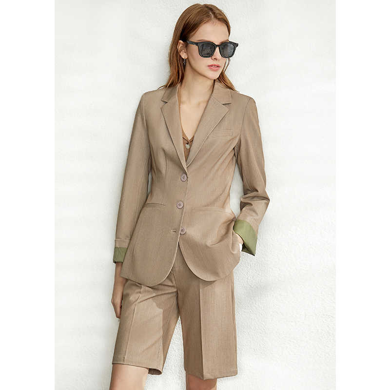 Spring British Style Professional Blazer Women Lapel Slim Coat High Waist Solid Causal Shorts 12070101 210527