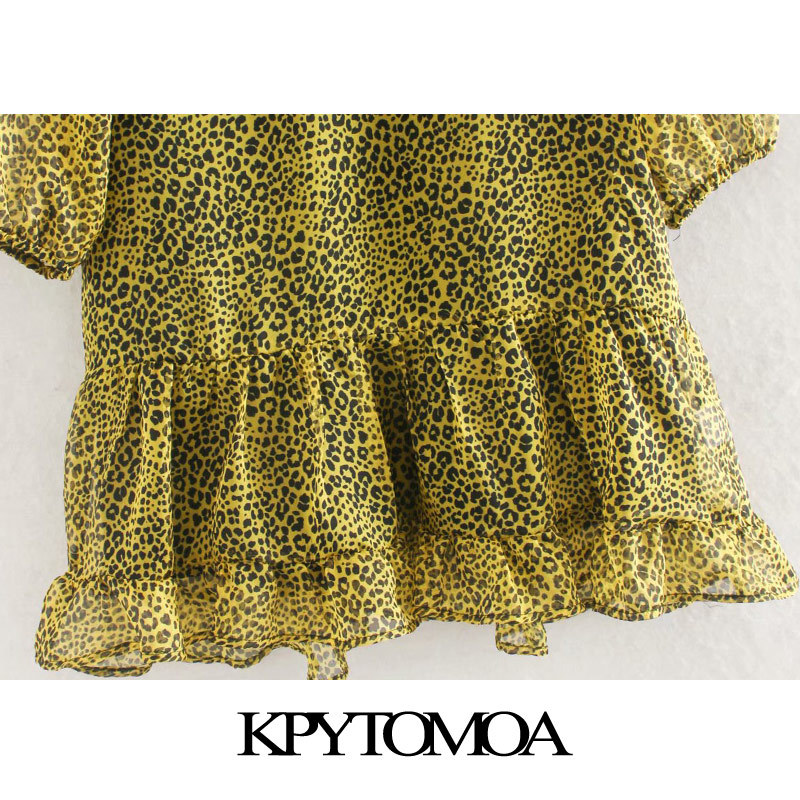 Women Chic Fashion Leopard Print Ruffled Mini Dress Half Sleeve Animal Pattern Female Dresses Vestidos 210420
