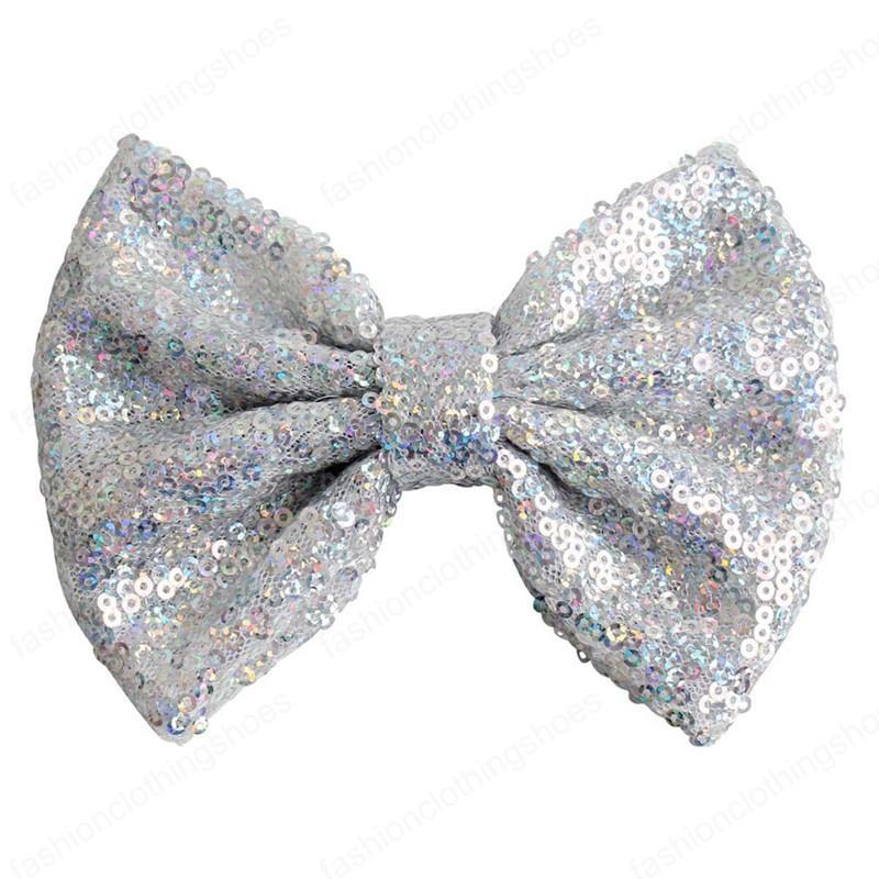 Party Hair Bows Clips Bling Sparkly Glitter Sequins Big 5" HairBows Alligator HairClips Nylon Mesh Ribbon Bowknot Hairpins for Baby Girls Kids Ch