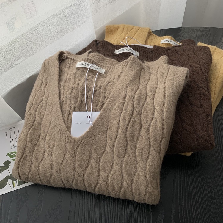 Vest Women Solid Loose Trendy Korean Style Sleeveless Knitted V-Neck All-match Female Coats Simple Leisure Outwear Chic 210519