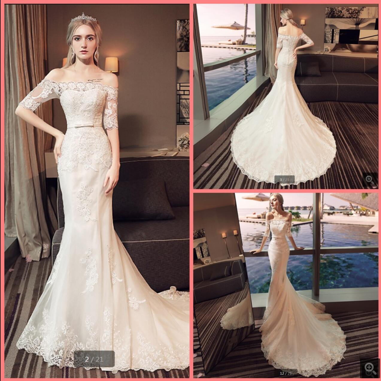 2021 Robe de mariage modest white tulle mermaid wedding dress lace appliques off the shoulder half sleeve vintage bridal gowns court train corset muslim dresses, Red
2021 Robe de mariage modest white tulle mermaid wedding dress lace appliques off the shoulder half sleeve vintage bridal gowns court train corset muslim dresses, Red
