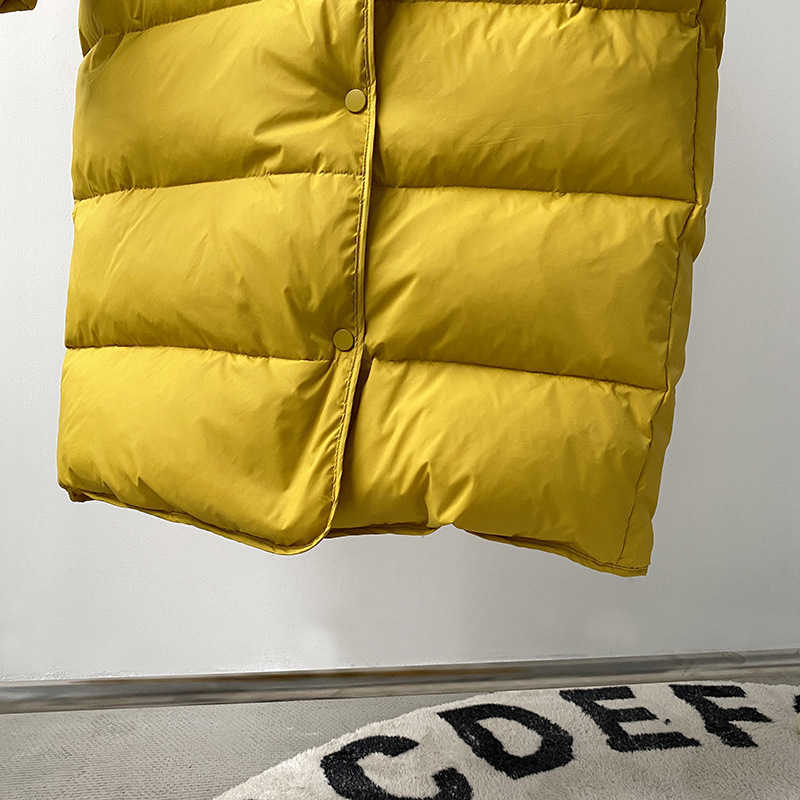 Winter Warm Coat Korean Loose Casual 90% White Duck Down Jacket Women's Long Sleeve Thick 211011