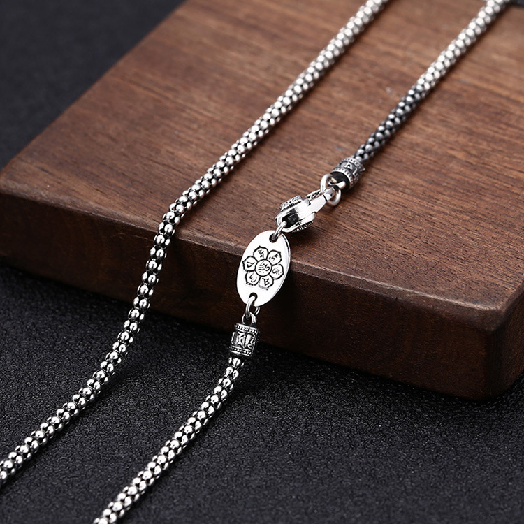 925 sterling silver ball link chain men's necklaces American European Hip-hop handmade designer punk gothic antique luxury jewelry accessories gi