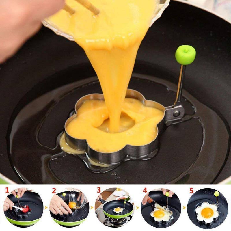 5 Shapes DIY Stainless Steel Fried Egg Shaper Egg Mold Breakfast Egg Pancake Rings Sand Kitchen Tools Utensil Baking Tools