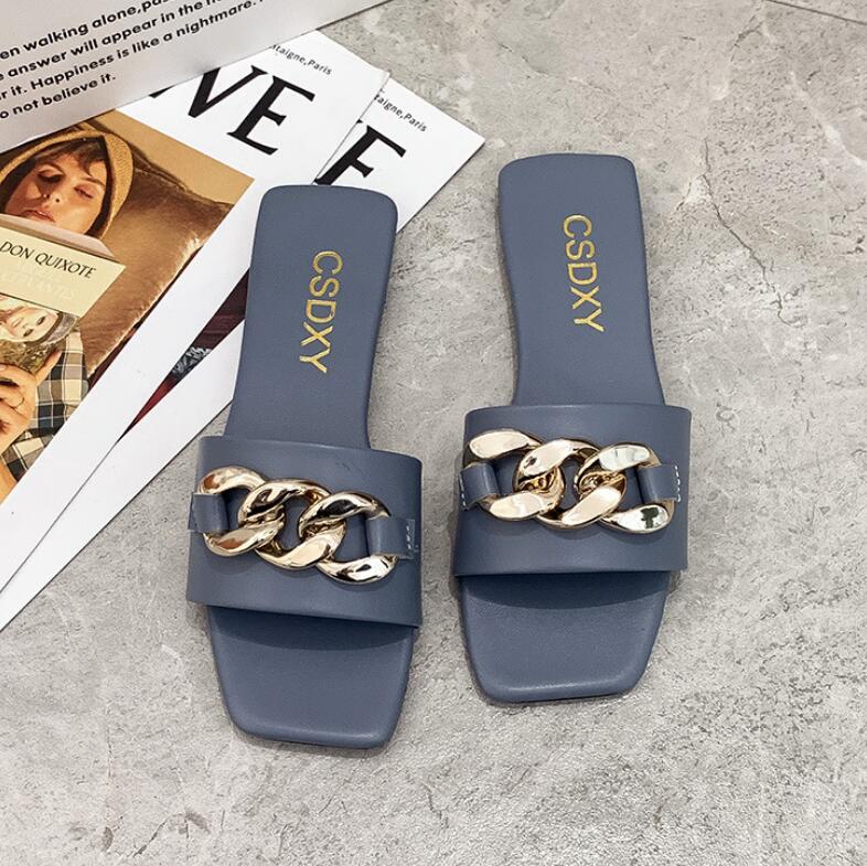 Spring Women Flat Mules Shoes Fashion Brand Gold Chain Ladies Slipper Slip On Round Toe Luxury Slides Shoes, Blue
Spring Women Flat Mules Shoes Fashion Brand Gold Chain Ladies Slipper Slip On Round Toe Luxury Slides Shoes, Blue