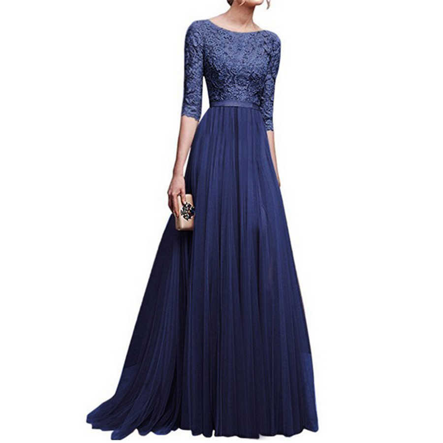 2021 Styles Hot Sales Women Plus Size 5XL Three Quarter Sleeve Lace Long Evening Party Dress Fit And Maxi Dress Vesti Y1006