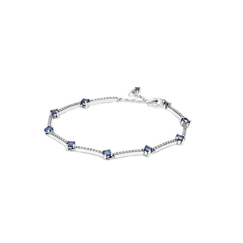 925 Sterling Silver sparkling star Charms diamond Bracelets with box Fit European girl lady Beads Jewelry Bangle Real Bracelet for Women