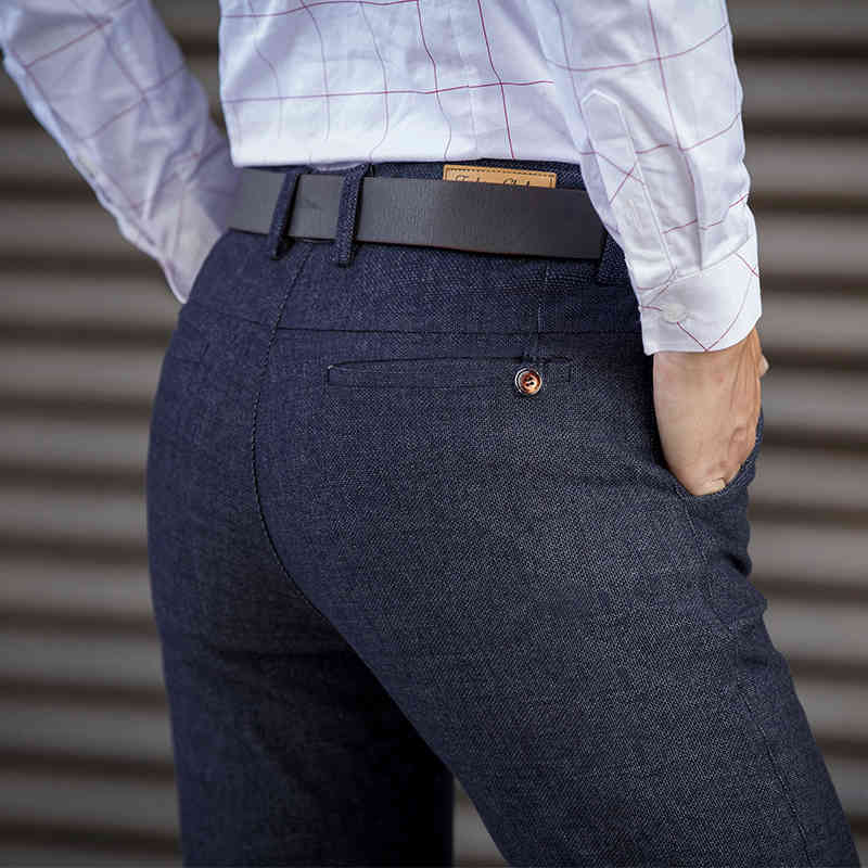 Slim Fit Long Dress Pants Mens Stretch High Quality Classic Casual Formal Suits Joggers Business Office Trousers Male Black Blue 210518