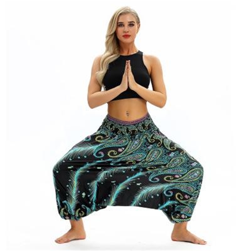Women's Leggings Women Soft Loose Thai Harem Pants Indie Folk Boho Festival Hippy Casual Trousers Elastic Waist National Style U5VM