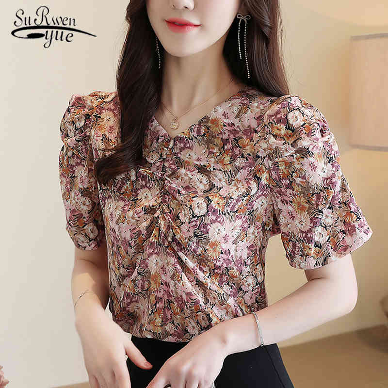 Vintage Summer Short Sleeve Print Clothes Women Tops and Blouses Ladies Floral Chiffon Blouse Blusas 9150 50 210521, Purple pink
Vintage Summer Short Sleeve Print Clothes Women Tops and Blouses Ladies Floral Chiffon Blouse Blusas 9150 50 210521, Purple pink