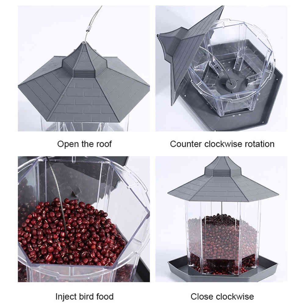 Hanging Wild Bird Feeder Outdoor Bird Feeders Food Container Gazebo Bird Feeder For Garden Yard Decoration And Kids