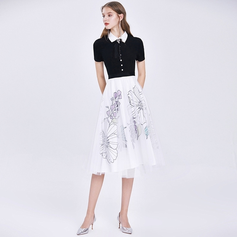 High Quality Black White Patchwork Vintage Party Dress Women Summer Fashion Office Work Dresses 210525
High Quality Black White Patchwork Vintage Party Dress Women Summer Fashion Office Work Dresses 210525