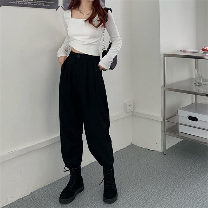 Elegant Work Wear Formal High Waist Harem Pants Women Bottom Autumn OL Solid Fashion Casual Suit Trousers Female 210421