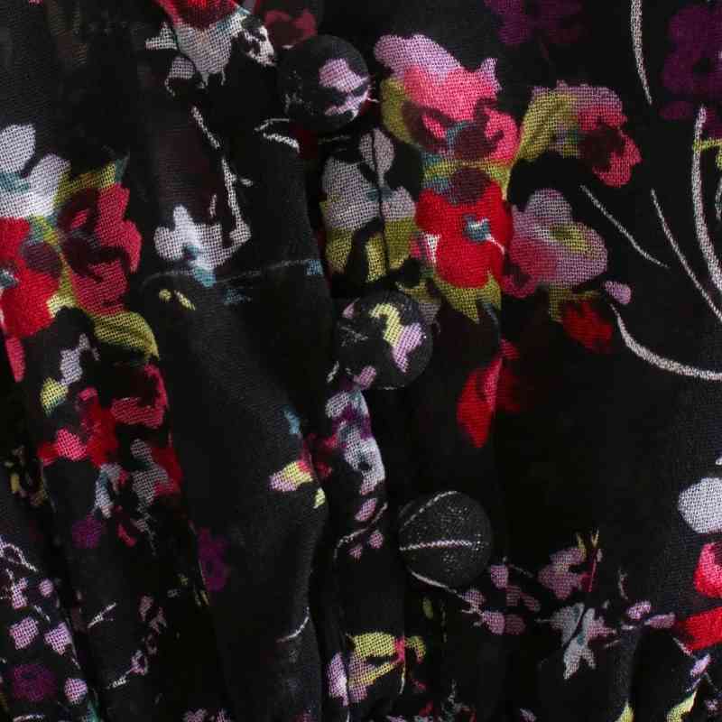 Women Floral Printing Chiffon V Neck Lantern Sleeve Midi Dress Female Loose Clothes Casual Lady Vestido D6693 210430Z