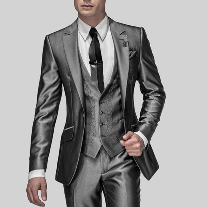 Men's Suits & Blazers Slim Fit Groom Tuxedos Shiny Gray Best man Suit Notch Lapel Groomsman Men Wedding (Jacket + Pants v
Men's Suits & Blazers Slim Fit Groom Tuxedos Shiny Gray Best man Suit Notch Lapel Groomsman Men Wedding (Jacket + Pants v