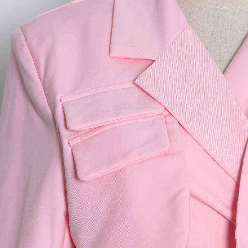 TWOTWINSTYLE Cross Short Black Blazer For Women Notched Long Sleeve Hollow Out Casual Blazers Female Fashion Clothing 211120